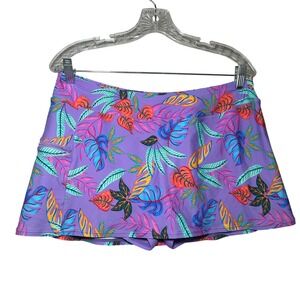 SUNSETS PRINTED SPORTY SWIM SKIRT - ISLA BONITA resort beach women's large